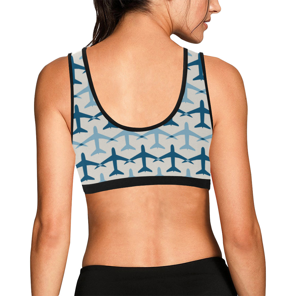 Airplane Pattern Print Design 04 Sports Bra