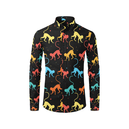 Monkey Pattern Print Design 01 Men's Long Sleeve Shirt