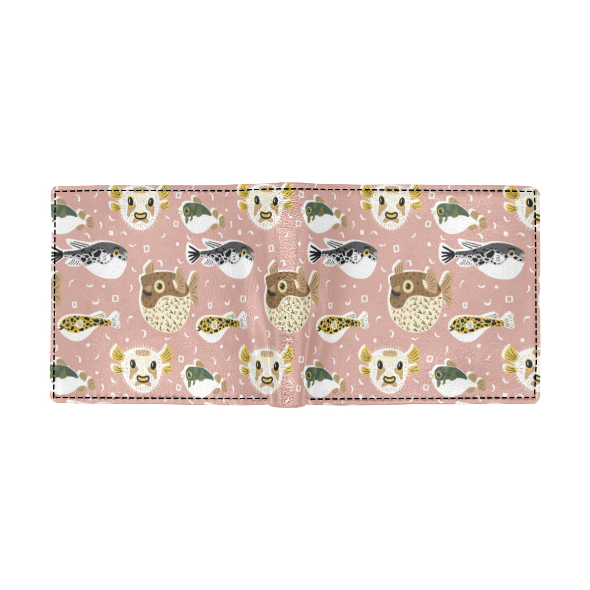 Fugu Cute Pattern Print Design 01 Men's ID Card Wallet