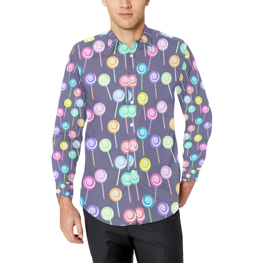 Lollipop Pattern Print Design LL03 Men's Long Sleeve Shirt