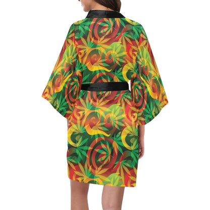 Rastafarian Pattern Print Design A01 Women's Short Kimono