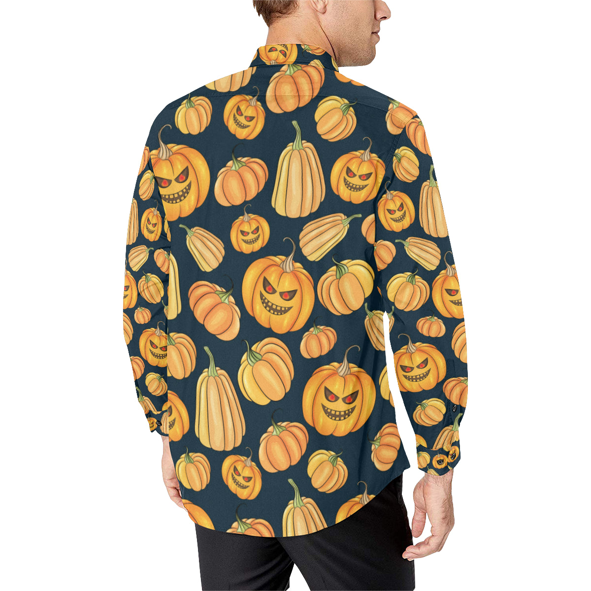 Pumpkin Halloween Pattern Print Design A04 Men's Long Sleeve Shirt