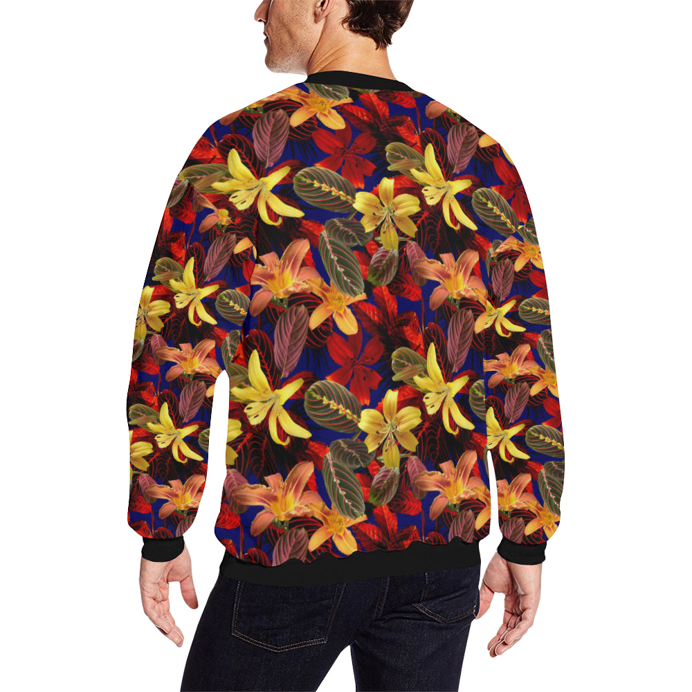 Lily Pattern Print Design LY014 Men Long Sleeve Sweatshirt