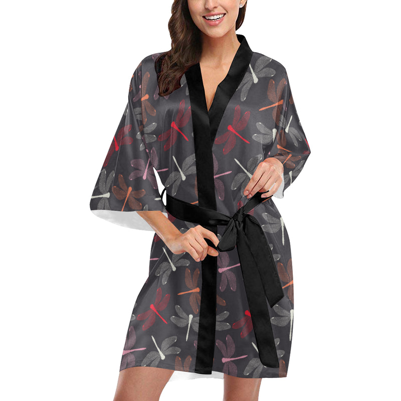 Dragonfly Pattern Print Design 01 Women's Short Kimono