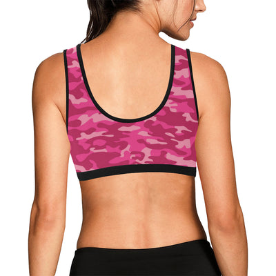 Camo Pink Pattern Print Design 01 Sports Bra