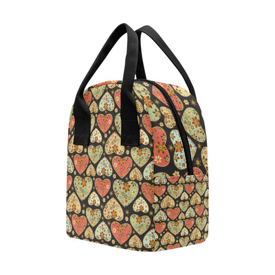 Heart Boho Pattern Print Design HE04 Insulated Lunch Bag