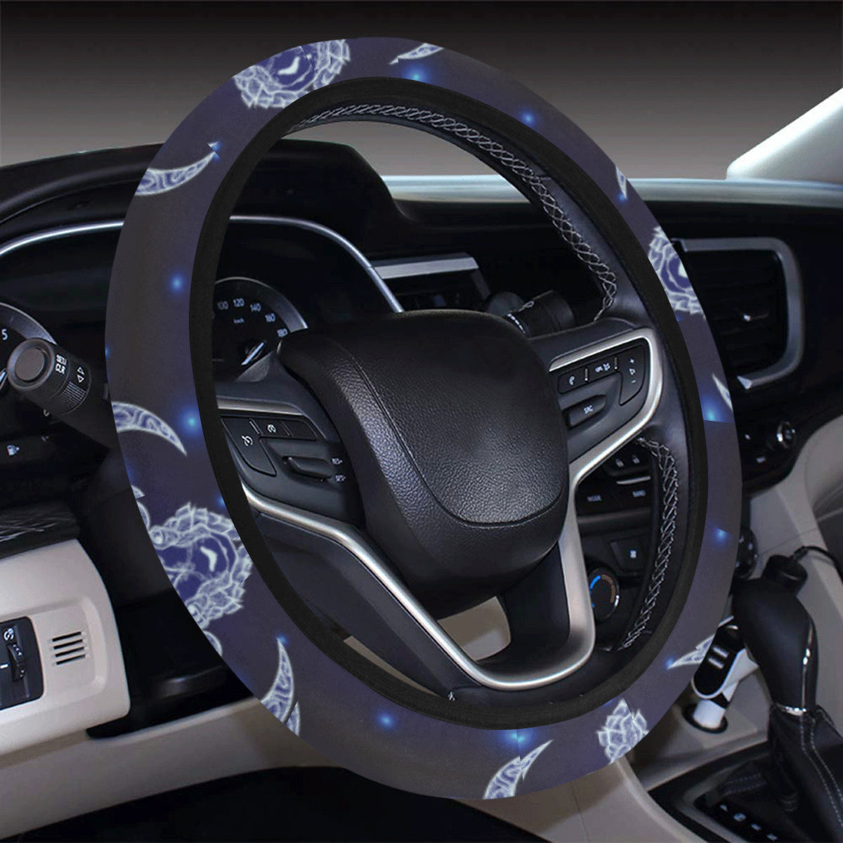 Aries Zodiac Pattern Print Design 01 Steering Wheel Cover with Elastic Edge