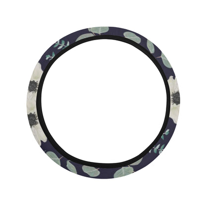 Anemone Pattern Print Design AM01 Steering Wheel Cover with Elastic Edge
