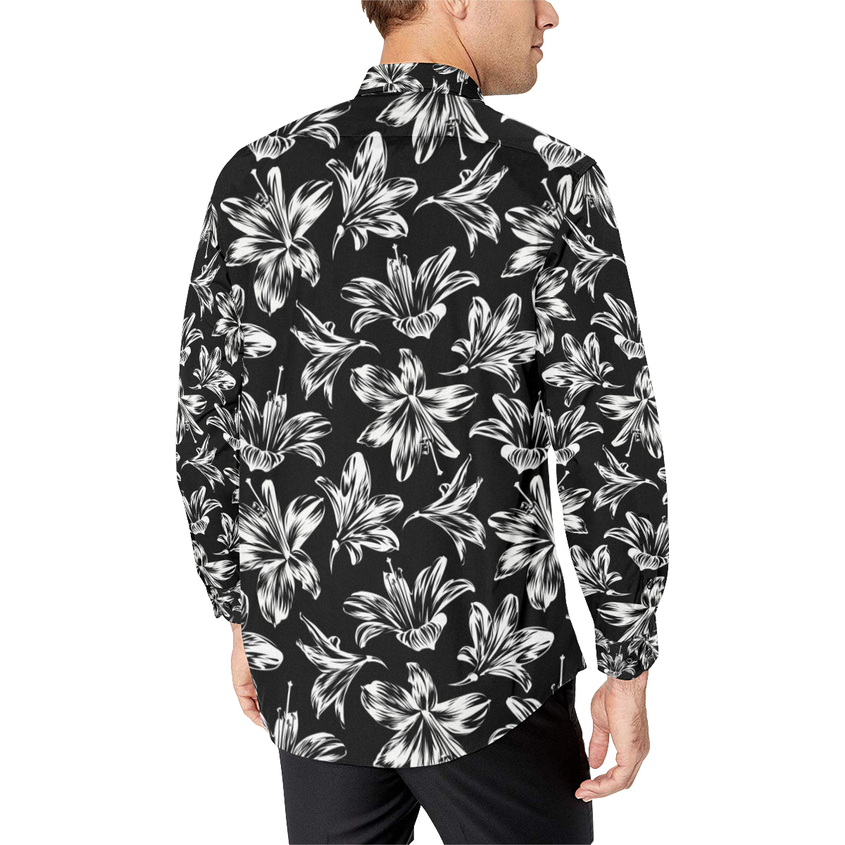 Amaryllis Pattern Print Design AL04 Men's Long Sleeve Shirt