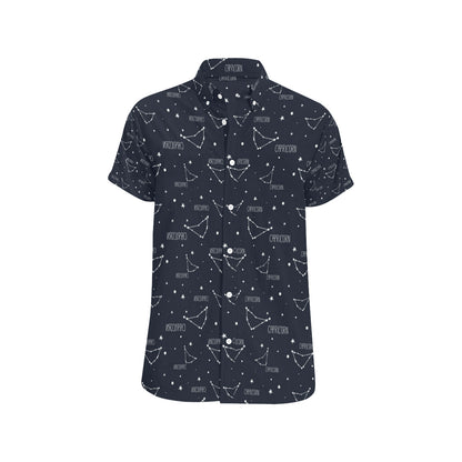 Capricorn Zodiac Pattern Print Design 01 Men's Short Sleeve Button Up Shirt