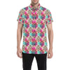 lotus Boho Pattern Print Design LO02 Men's Short Sleeve Button Up Shirt