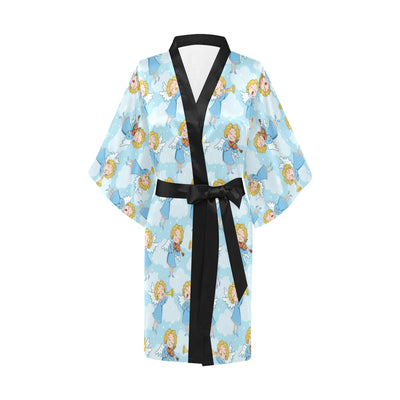 Angel Musician Pattern Print Design 09 Women's Short Kimono