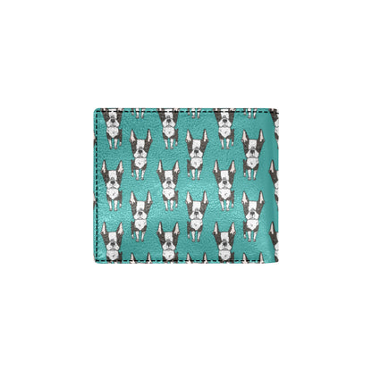 Boston Terrier Pattern Print Design 04 Men's ID Card Wallet