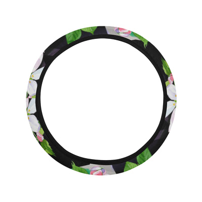 Apple blossom Pattern Print Design AB07 Steering Wheel Cover with Elastic Edge