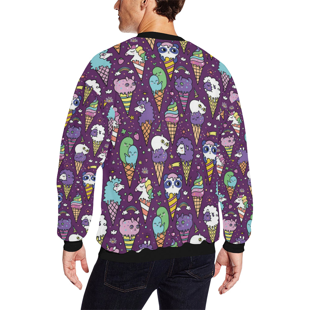Ice Cream Pattern Print Design IC07 Men Long Sleeve Sweatshirt