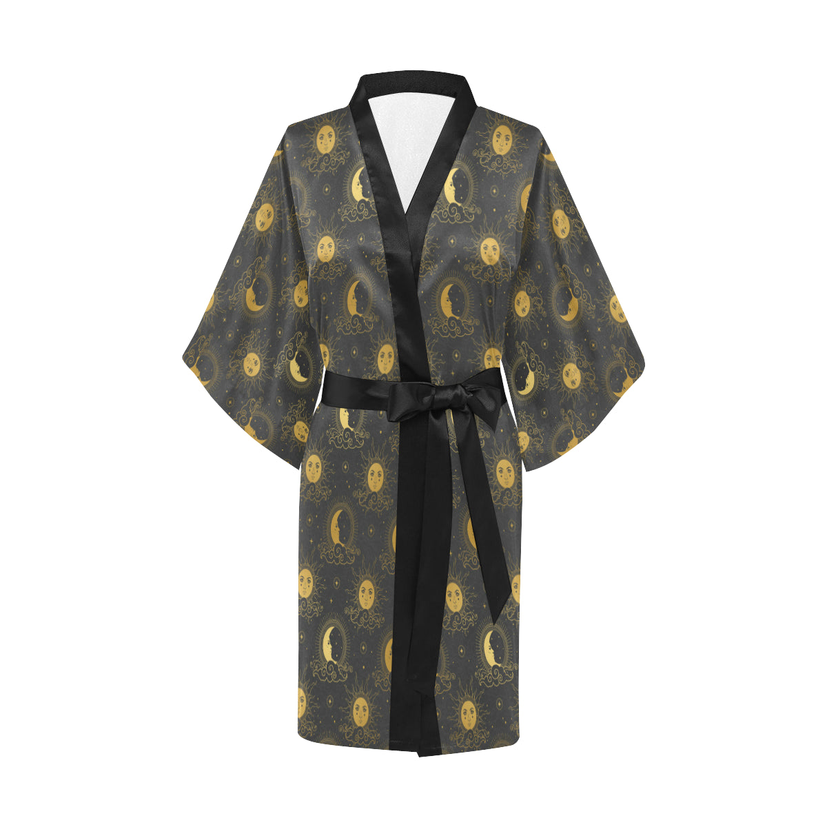 Celestial Moon Sun Pattern Print Design 05 Women's Short Kimono