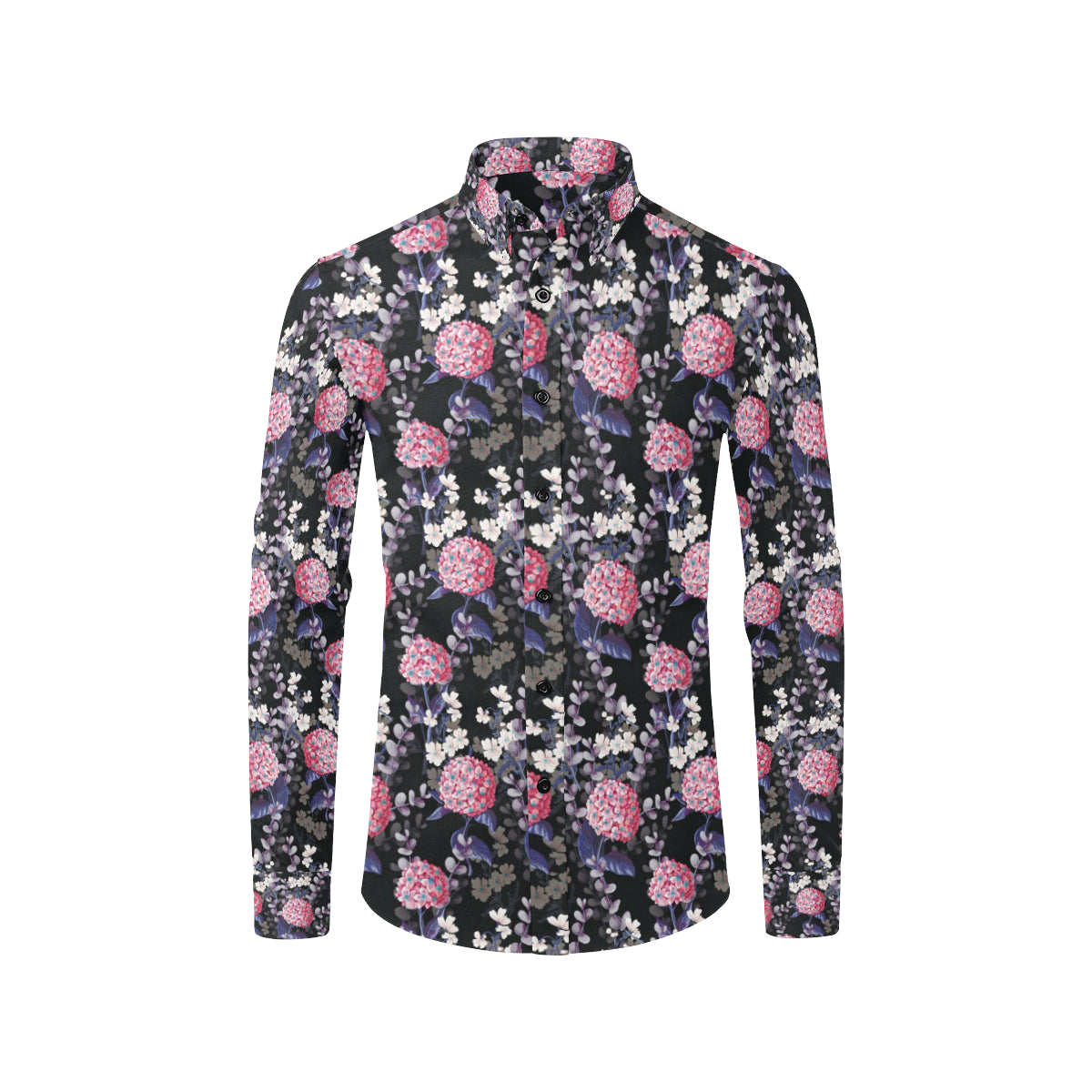 Hydrangea Pattern Print Design HD04 Men's Long Sleeve Shirt