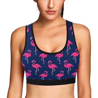 Pink Flamingo Pattern Sports Bra