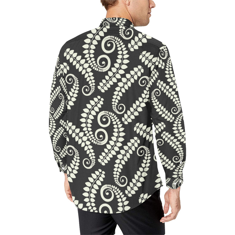 Fern Leave Print Pattern Men's Long Sleeve Shirt