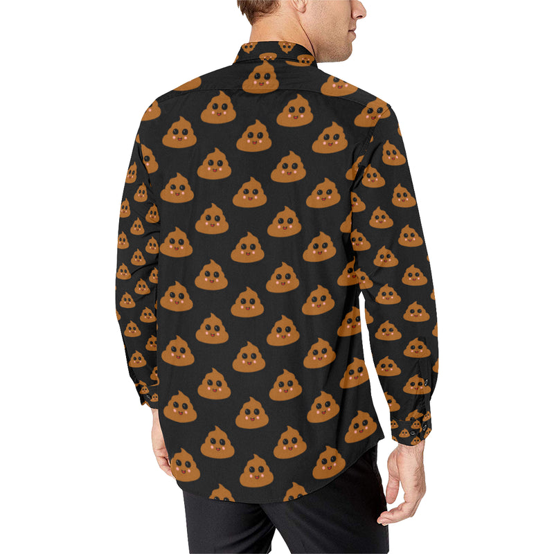 Poop Emoji Pattern Print Design A01 Men's Long Sleeve Shirt