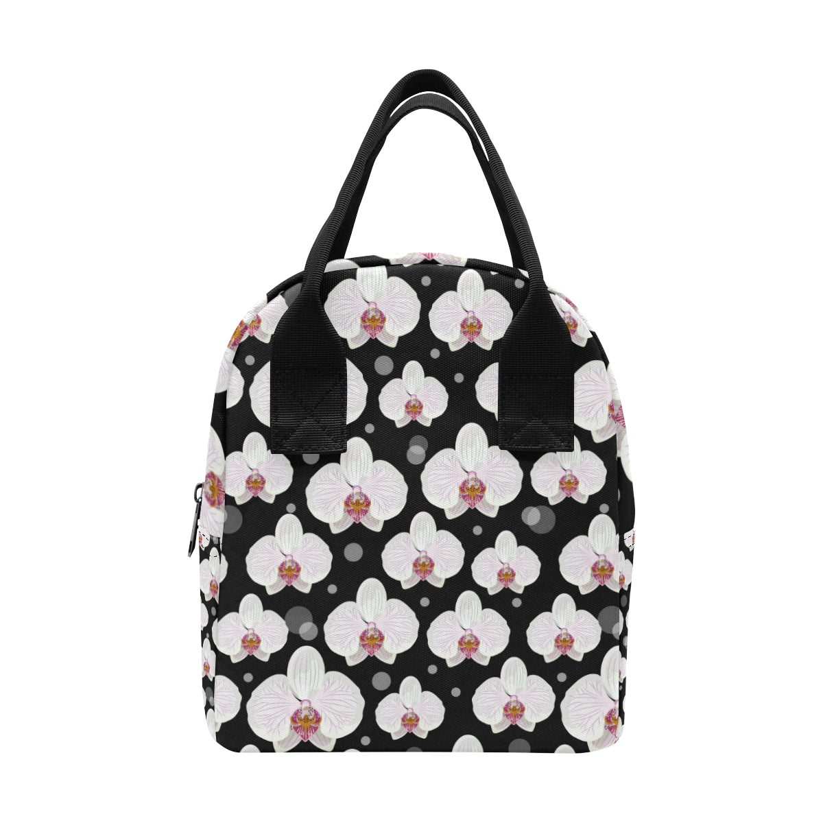 Orchid White Pattern Print Design OR09 Insulated Lunch Bag
