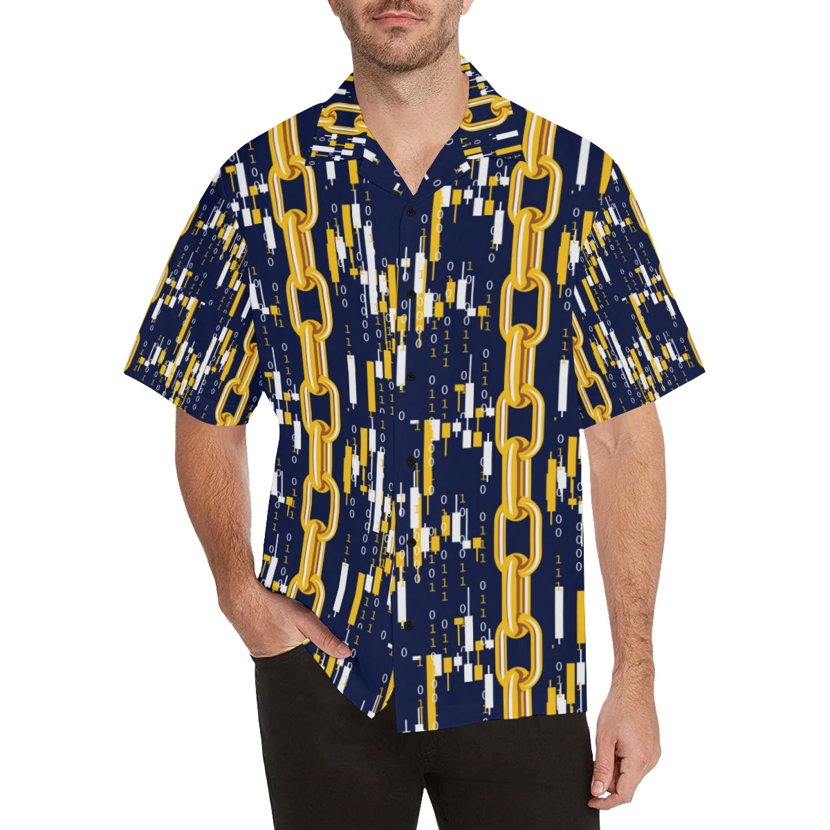 Cryptocurrency Chain Pattern Print Design 03 Men's Hawaiian Shirt