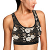 Peony Pattern Print Design A02 Sports Bra