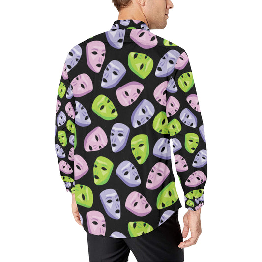 Acting Mask Pattern Print Design 04 Men's Long Sleeve Shirt
