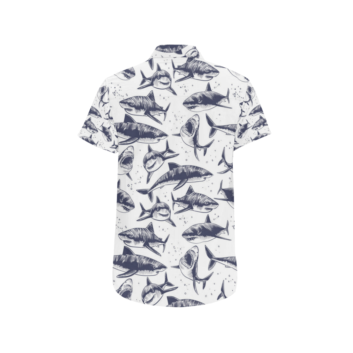 Great White Shark Pattern Print Design 02 Men's Short Sleeve Button Up Shirt