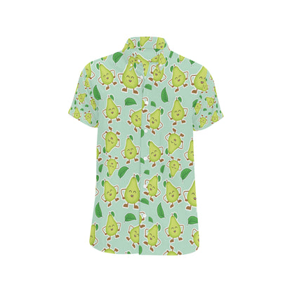 Avocado Pattern Print Design AC011 Men's Short Sleeve Button Up Shirt