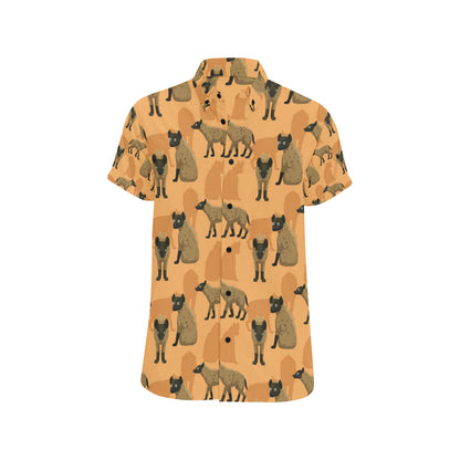 Hyena Pattern Print Design 01 Men's Short Sleeve Button Up Shirt