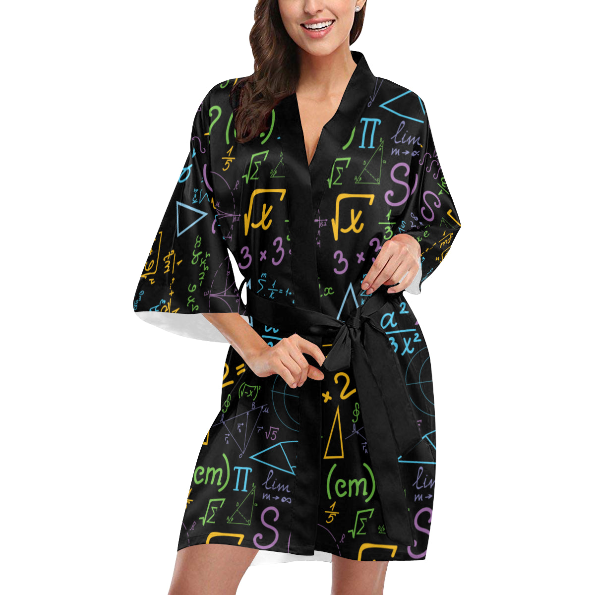 Math Pattern Print Design 03 Women's Short Kimono