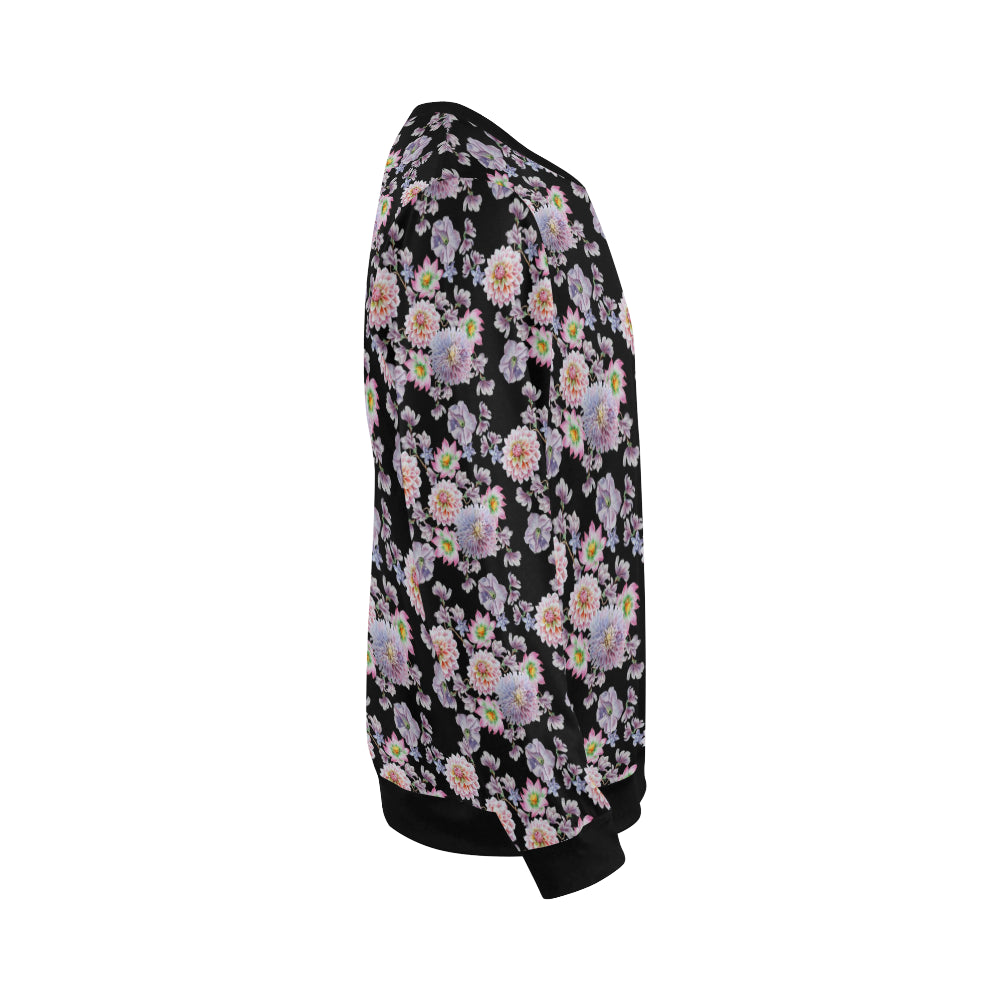 Dahlia Pattern Print Design DH012 Men Long Sleeve Sweatshirt