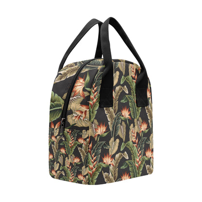 Tropical Flower Pattern Print Design TF014 Insulated Lunch Bag