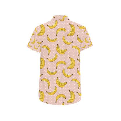 Banana Pattern Print Design BA06 Men's Short Sleeve Button Up Shirt