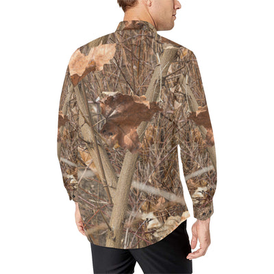 Camo Realistic Tree Forest Autumn Print Men's Long Sleeve Shirt