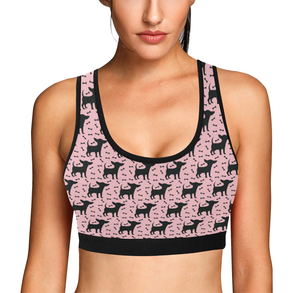 Chihuahua Pink Print Pattern Sports Bra