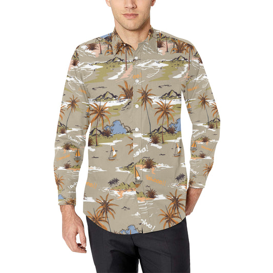 Pacific island Pattern Print Design A05 Men's Long Sleeve Shirt
