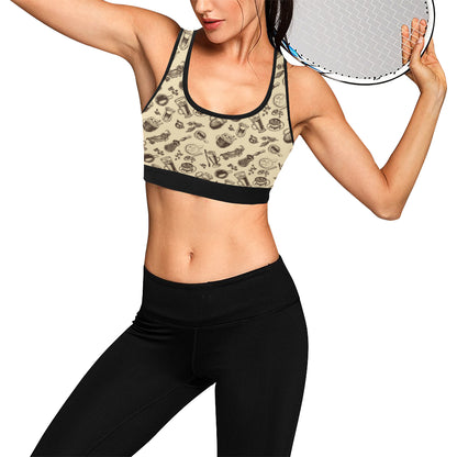 Coffee Pattern Print Design 05 Sports Bra
