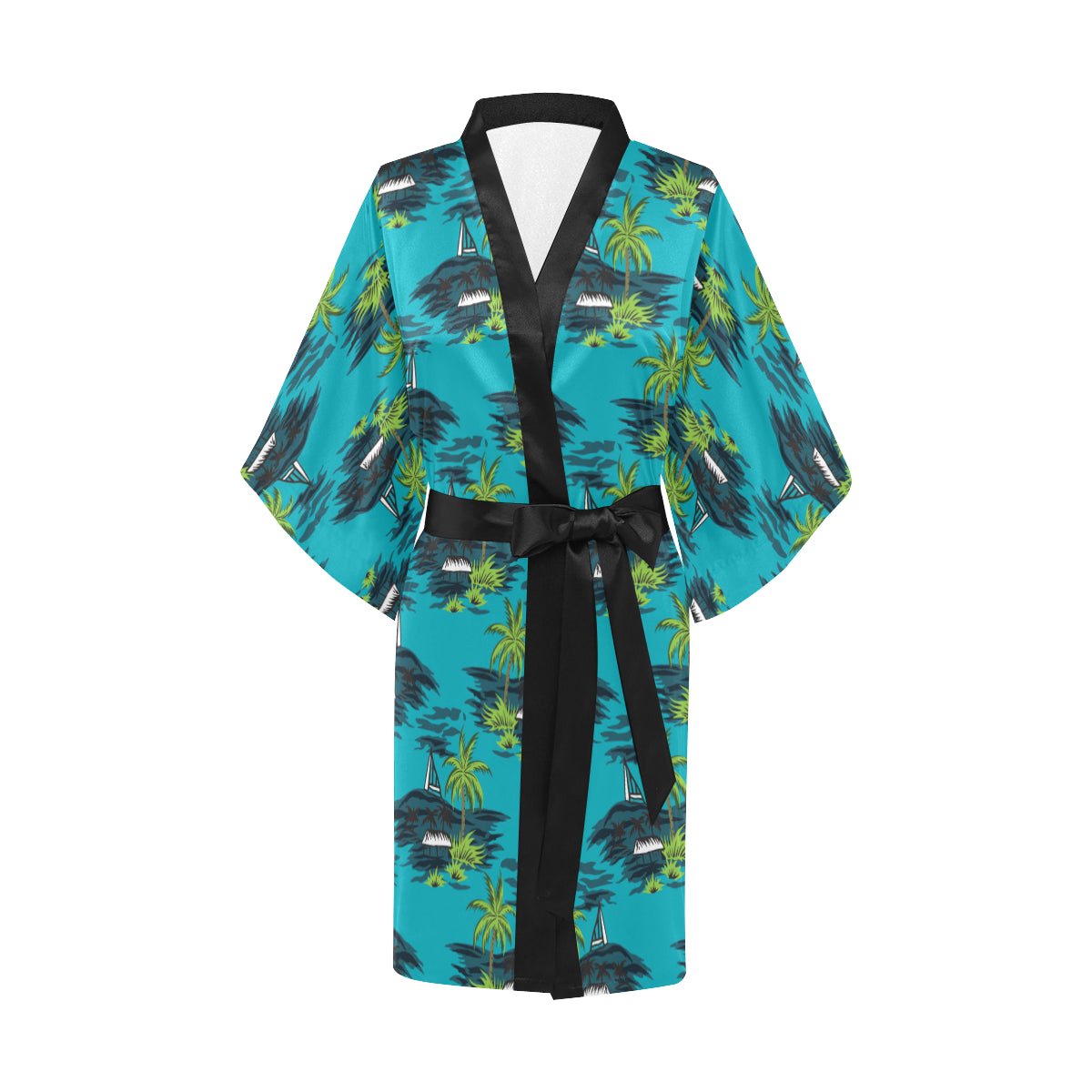 Pacific island Pattern Print Design A01 Women's Short Kimono