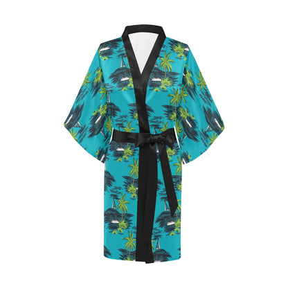Pacific island Pattern Print Design A01 Women's Short Kimono