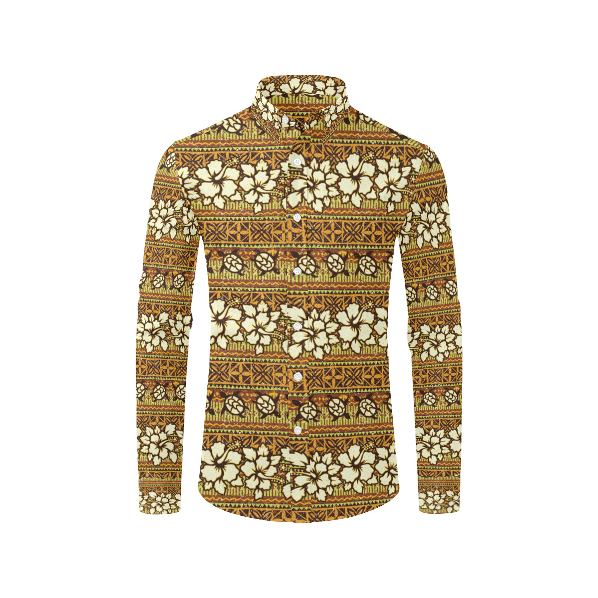 Hawaiian Themed Pattern Print Design H015 Men's Long Sleeve Shirt