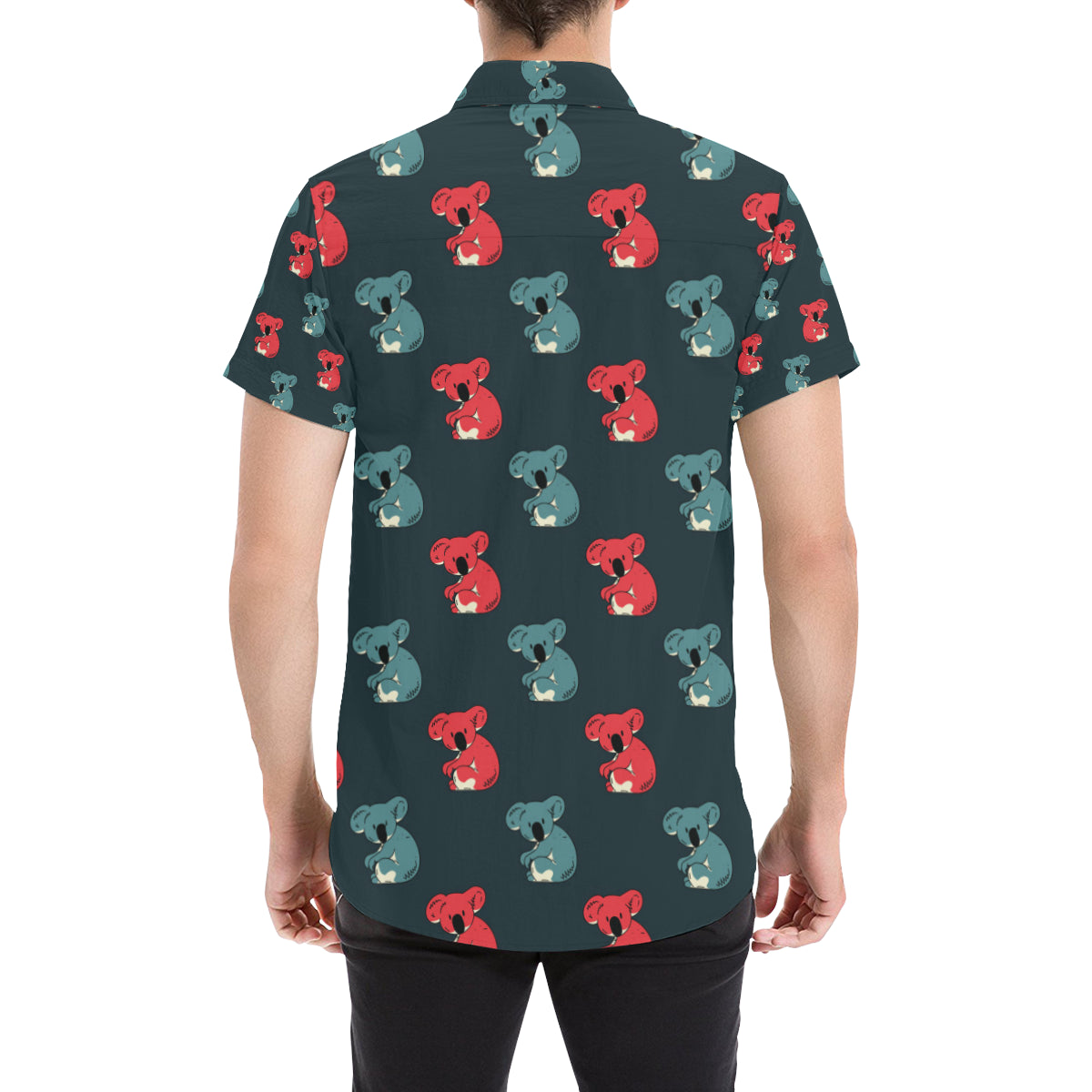 Koala Pattern Print Design 02 Men's Short Sleeve Button Up Shirt