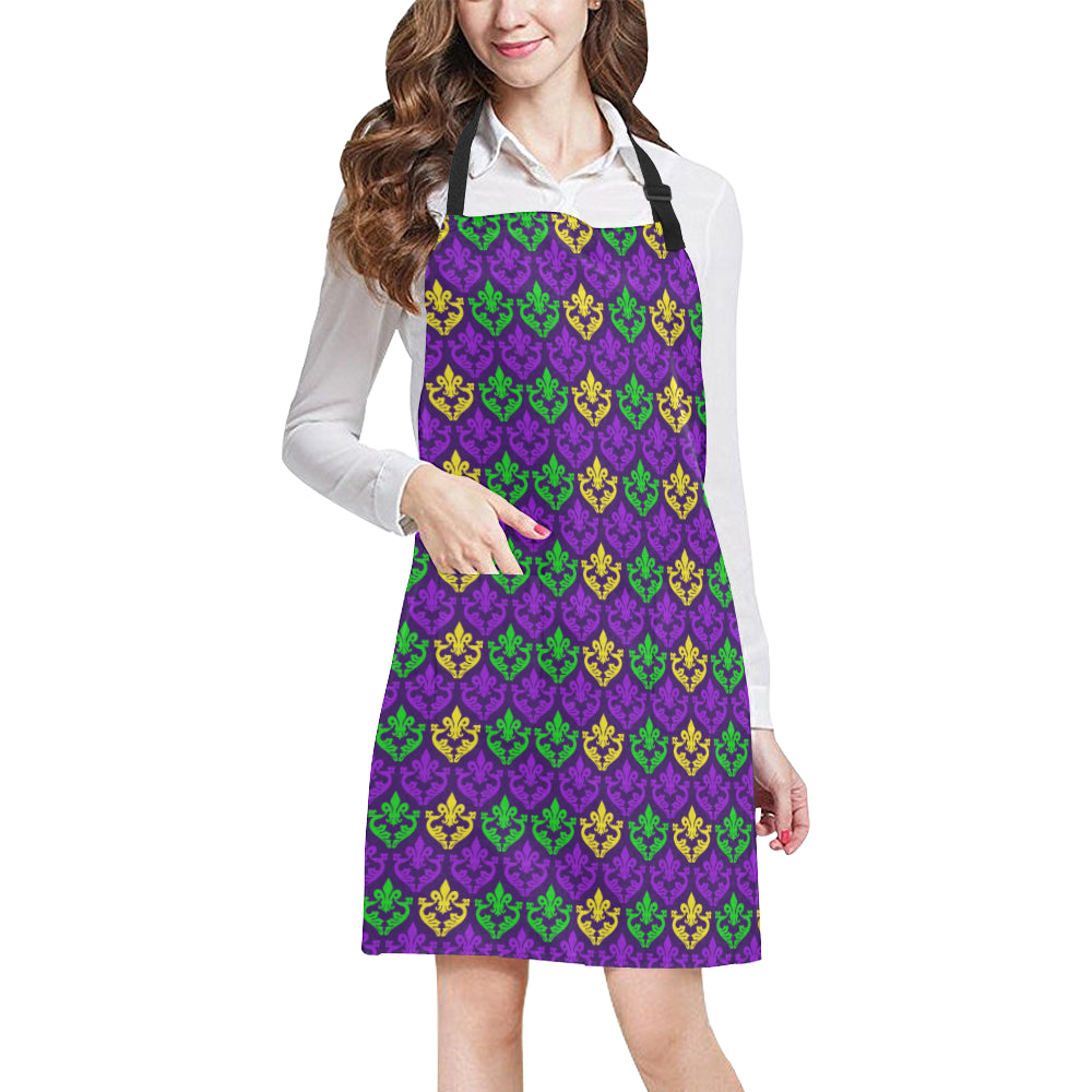 Mardi Gras Pattern Print Design 02 Apron with Pocket