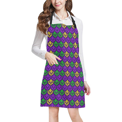 Mardi Gras Pattern Print Design 02 Apron with Pocket