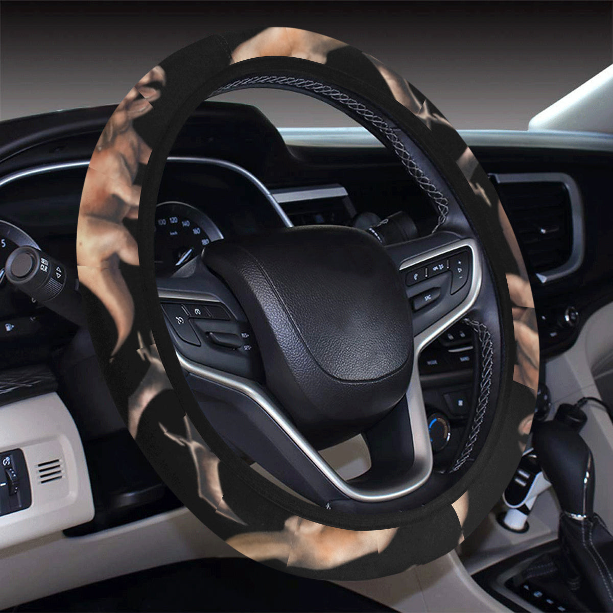 Dinosaur Print Pattern Steering Wheel Cover with Elastic Edge