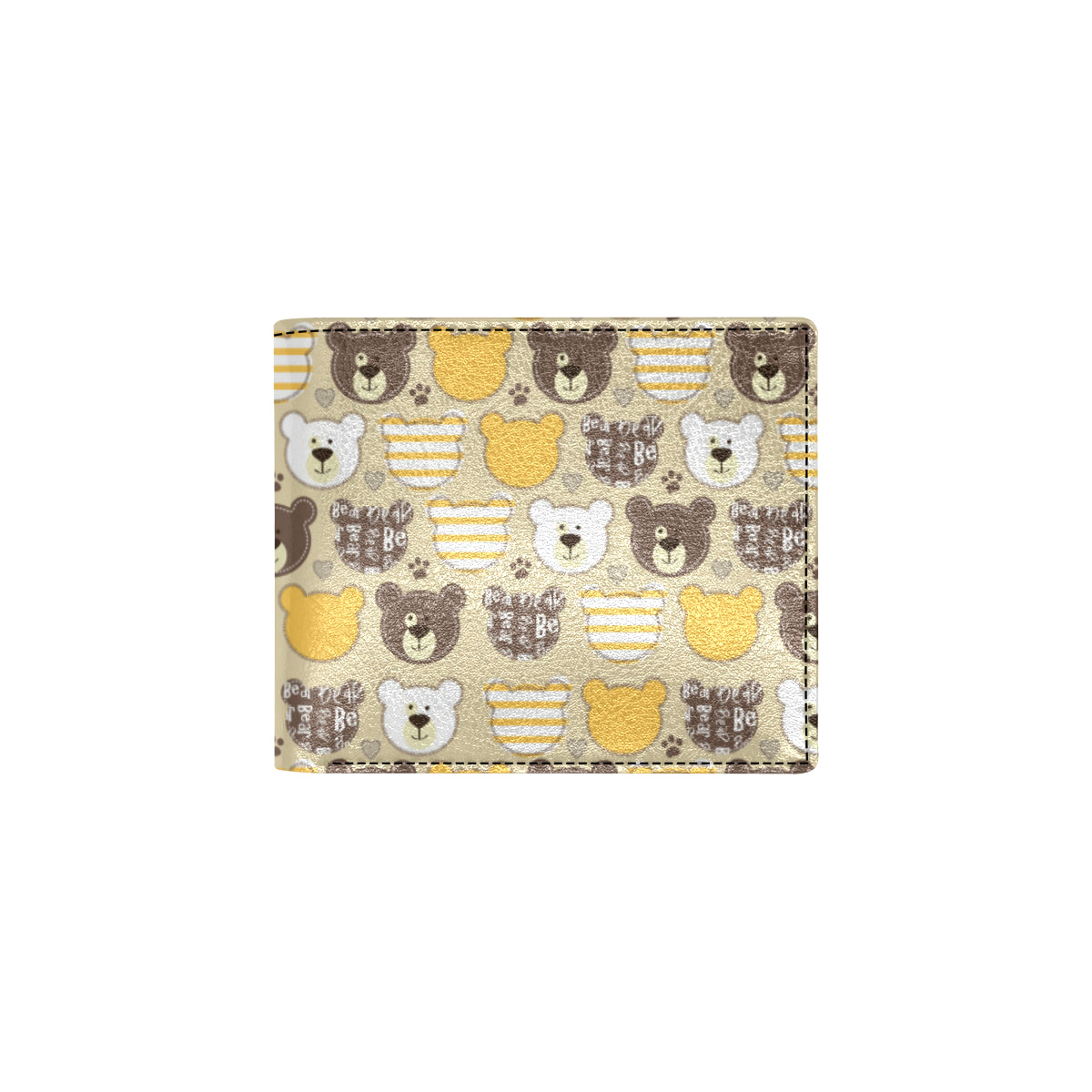 Bear PatchworkPattern Print Design 01 Men's ID Card Wallet