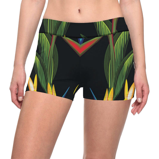 Bird Of Paradise Pattern Print Design BOP012 Yoga Shorts