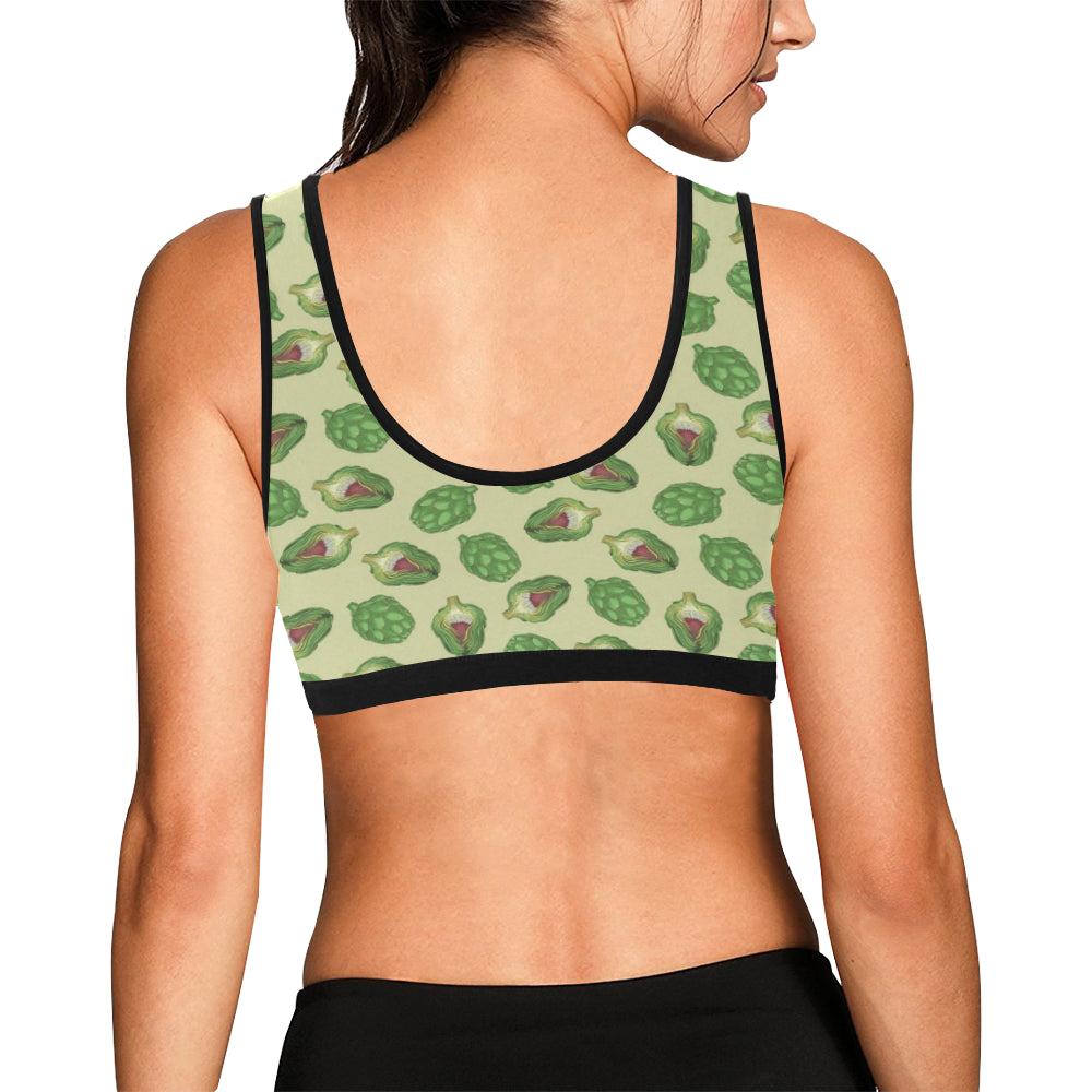 Artichoke Pattern Print Design 03 Sports Bra