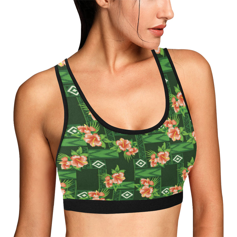 Hibiscus Pattern Print Design HB05 Sports Bra